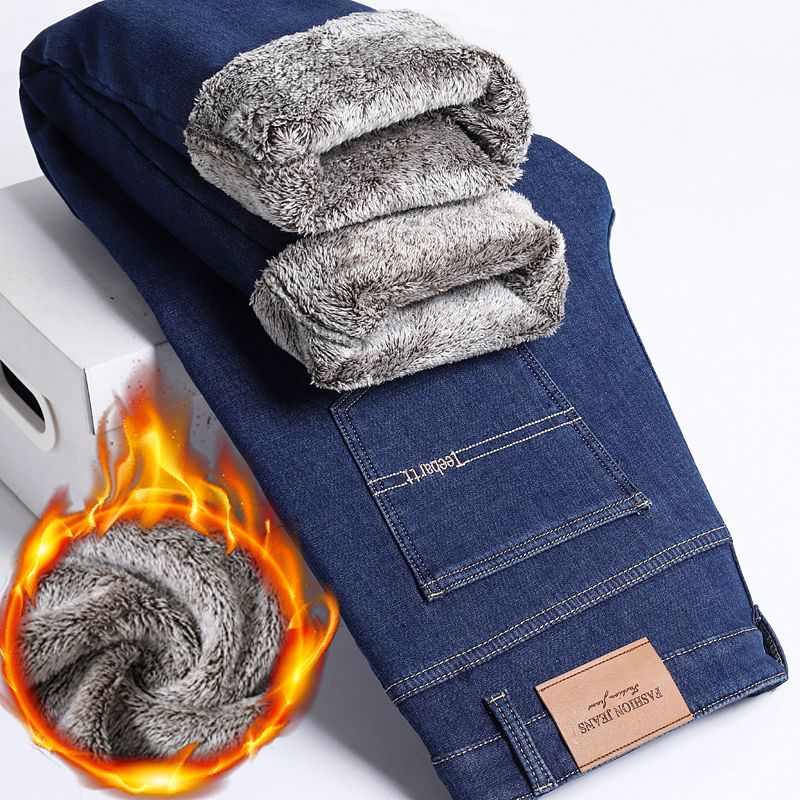 Streetwear Brand Denim - Markenkleidung Winter Fleece Thermo-Klassiker Vintage Herren-Jeans