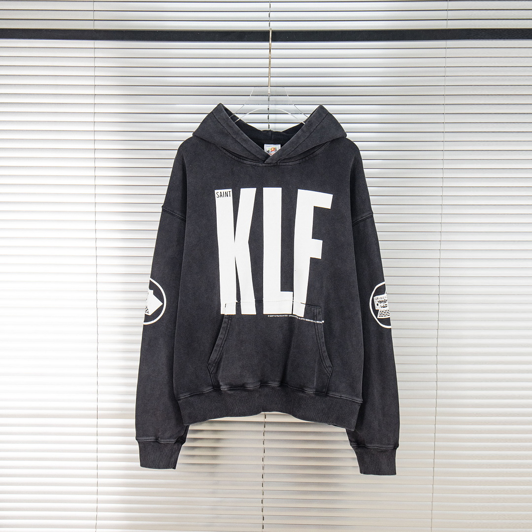 Streetwear Brand Vintage - Vintage-Wasch-Hoodie SAINT KLF Print Pullover Sweatshirt